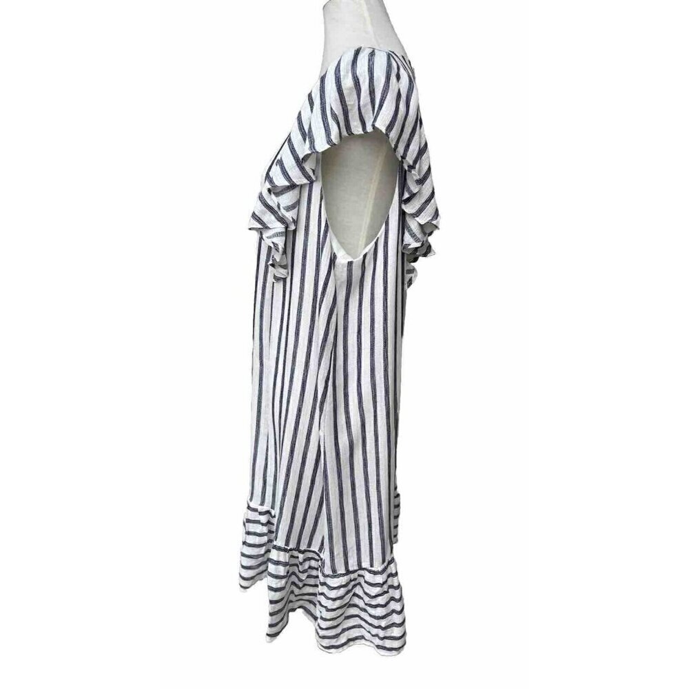 Everleigh Womens White Cotton Ruffle Sleeve Stripe Shift Dress Size XL - Picture 16 of 16